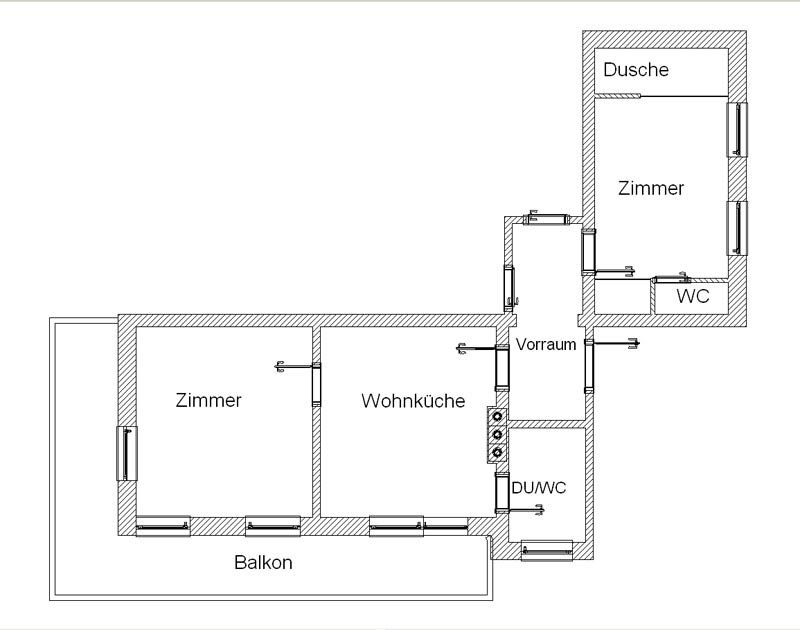 Grundriss Ferienwohnung 1 mit  zwei Schlfzimmern
